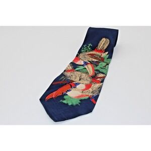 Perry Ellis Handmade Silk Tie, Blue with Toucans, Tropical Design,‎ Birds